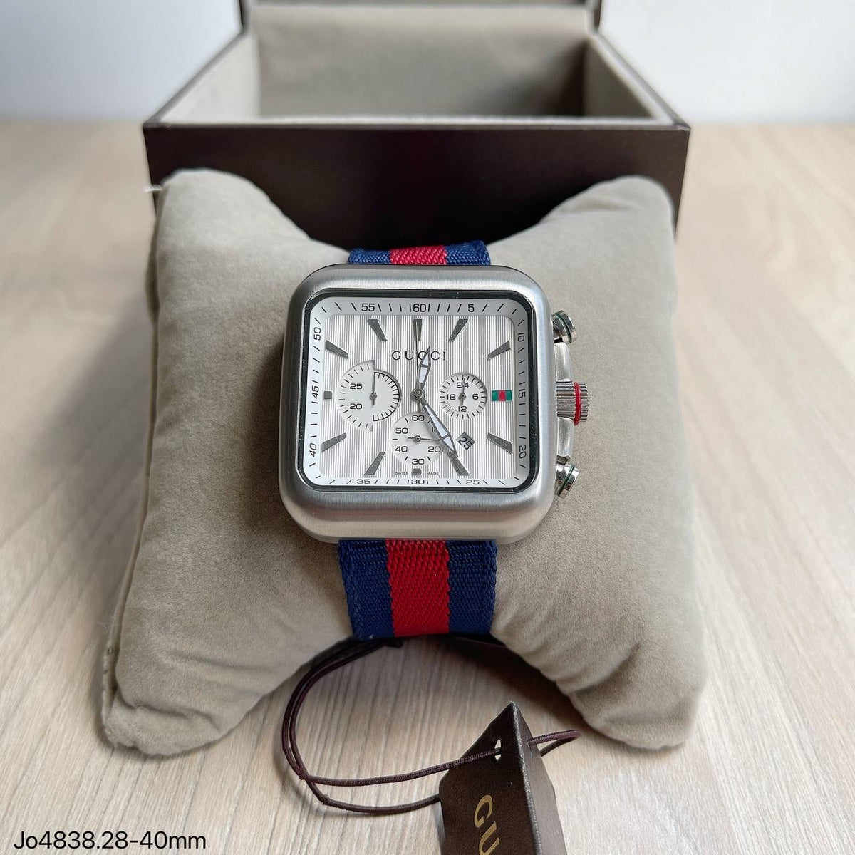 GUCCI PRATA BRANCO PULSEIRA NYLON 40MM