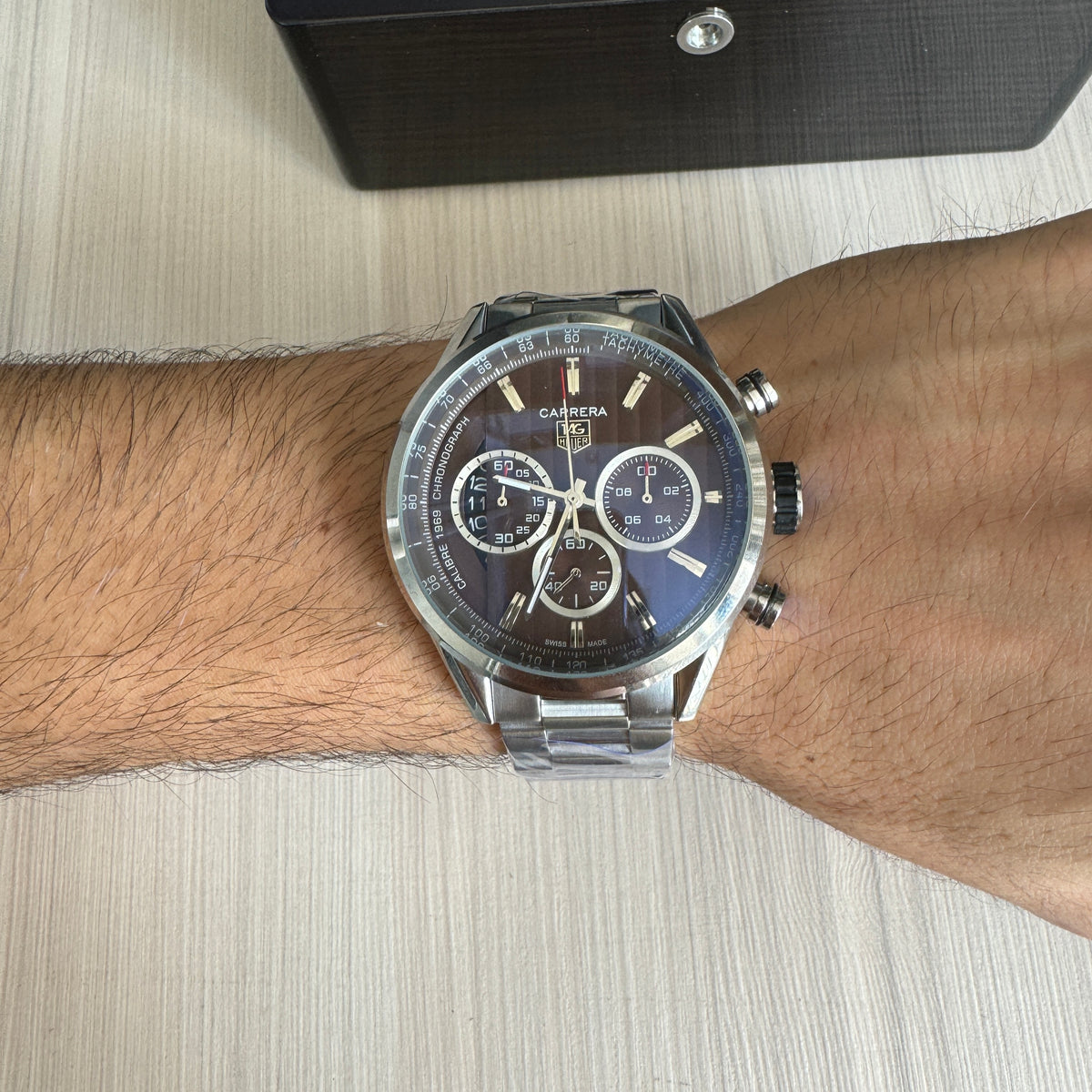 TAG HEUER CARRERA 1969 PRATA MARROM 46MM