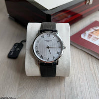 PATEK PHILIPPE MOEDA SLIM PRATA COURO 42MM