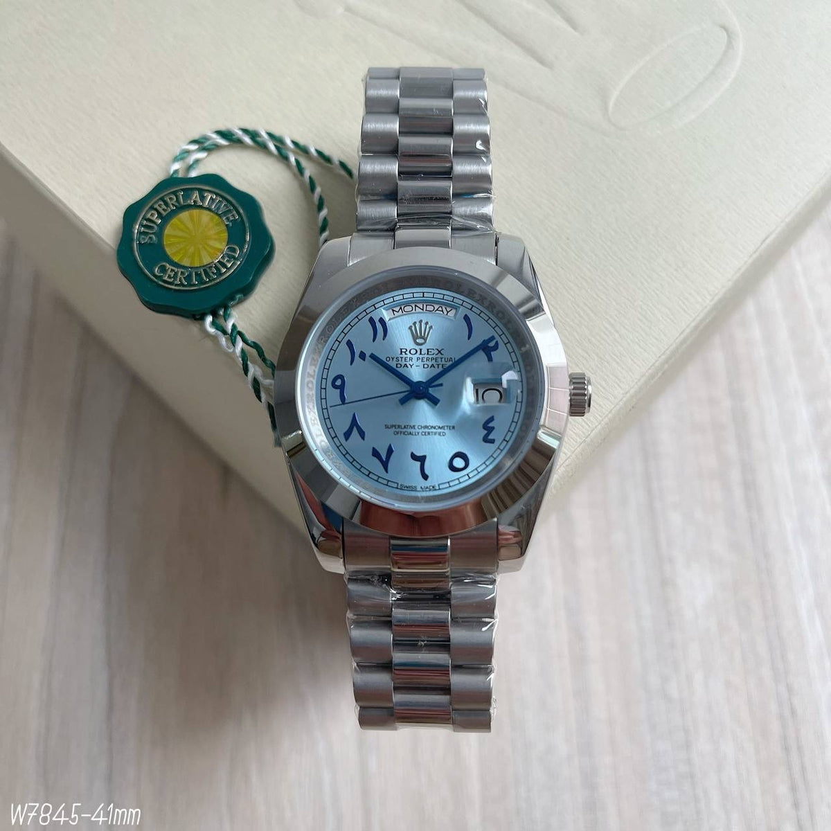 ROLEX DAY-DATE PRATA AZUL ARABIC 40MM