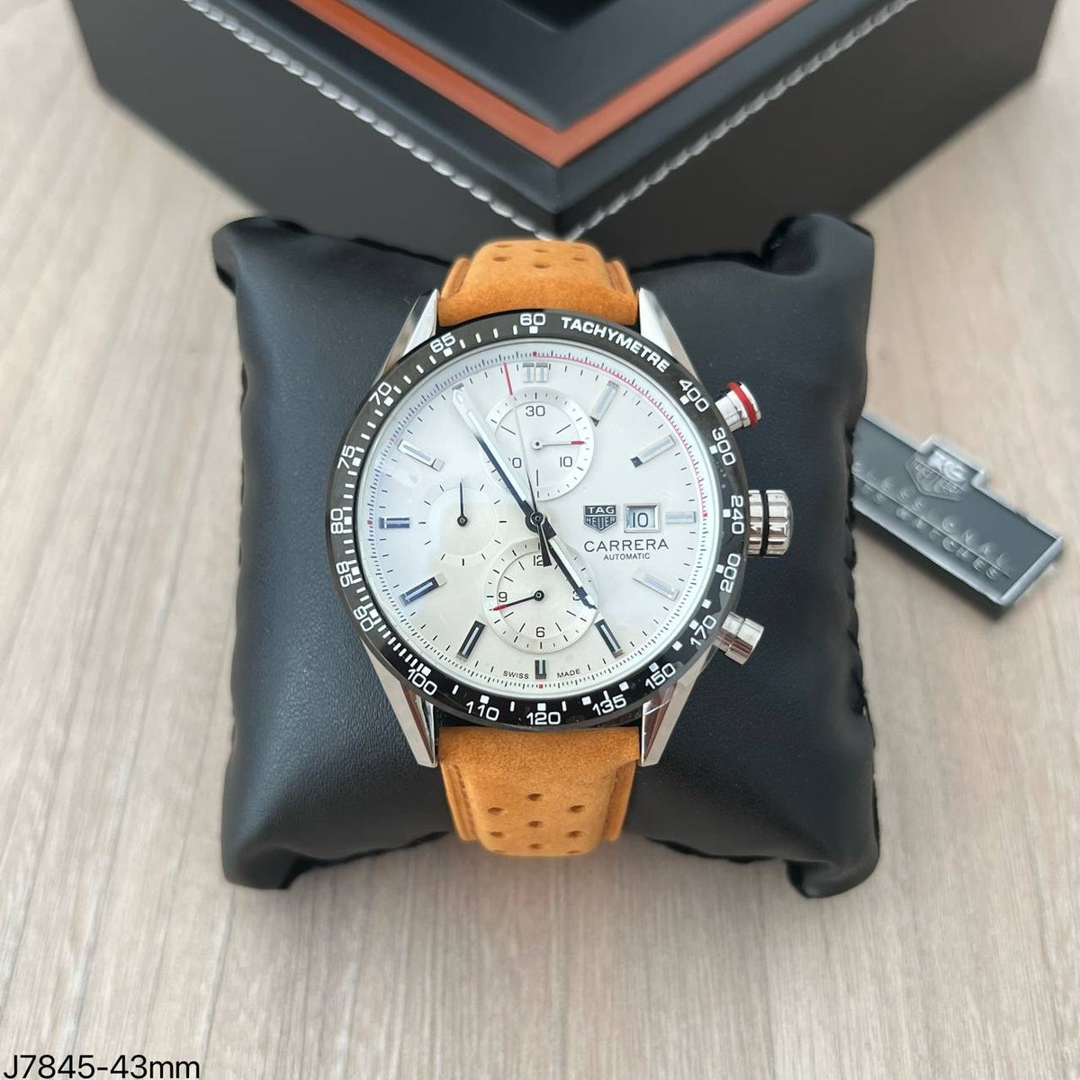 TAG HEUER CARRERA PRATA COURO AUTOMATICO 43MM