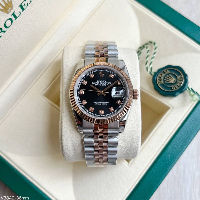 ROLEX DATEJUST MISTO ROSE BRILHANTES FEMININO 36MM