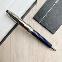CANETA MONT BLANC PRATA AZUL
