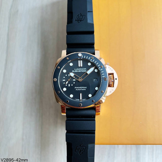 PANERAI SUBMERSIBLE ROSE PRETO BORRACHA 42MM