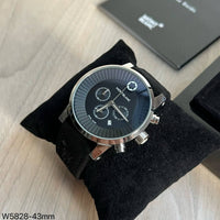 MONT BLANC PRATA PRETO COURO 43MM