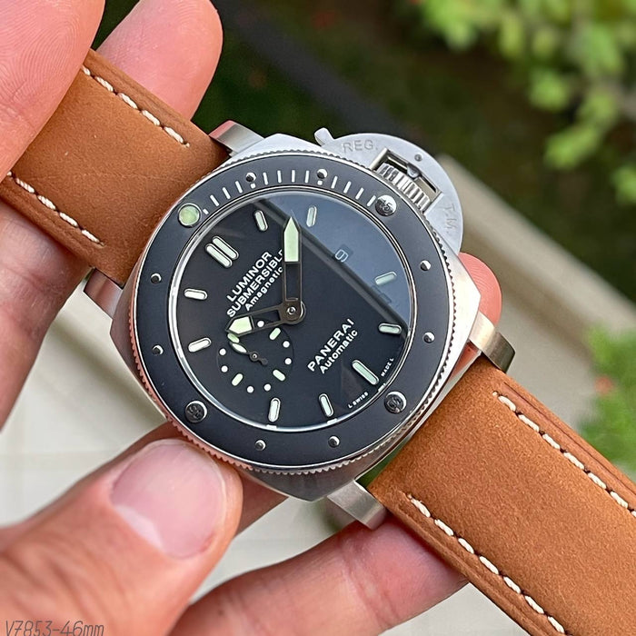 PANERAI SUBMERSIBLE AMAGNETIC  PRETO COURO 47MM