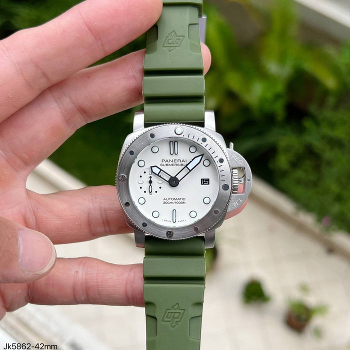 PANERAI SUBMERSIBLE PRATA VERDE BORRACHA 42MM