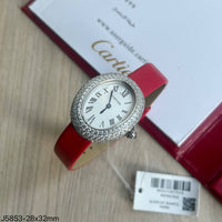 CARTIER BAIGNOIRE PRATA COURO BRILHANTES 32MM FEMININO