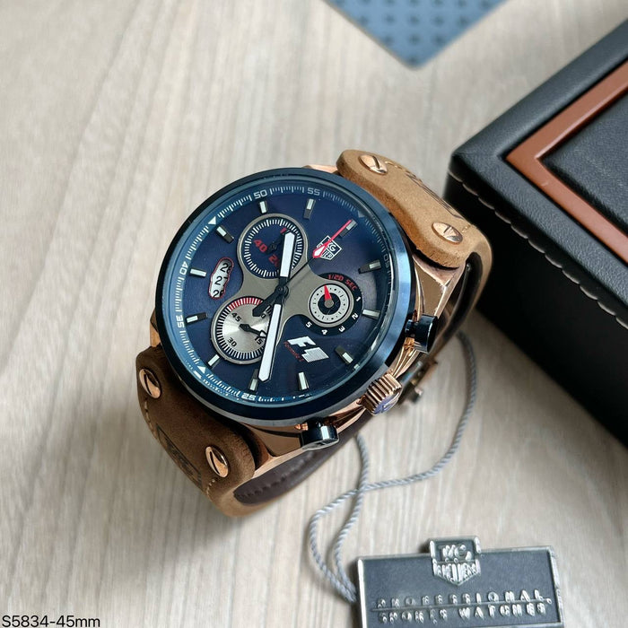 TAG HEUER F1 FORMULA 1 ROSE AZUL COURO 45MM