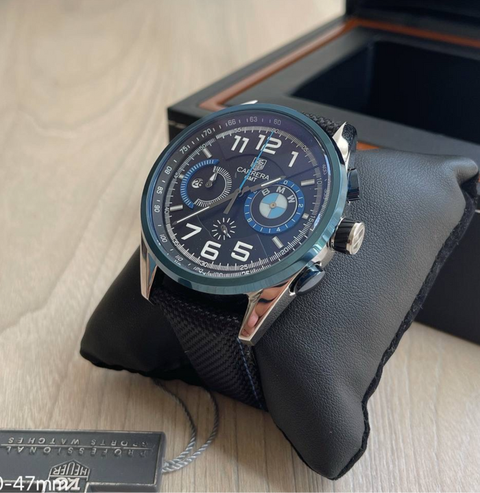 TAG HEUER CARERRA BMW PRATA AZUL 45MM