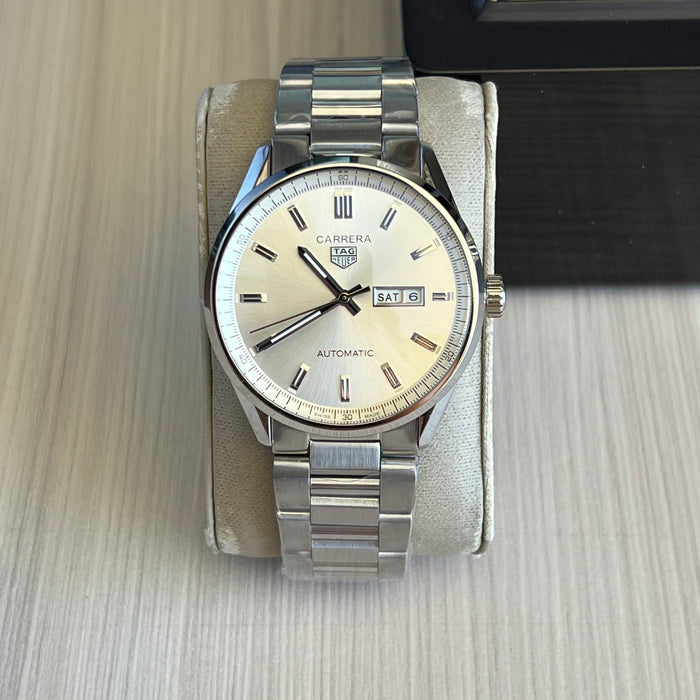 TAG HEUER CARRERA CAL 5 PRATA BRANCO AUTOMATICO 41MM