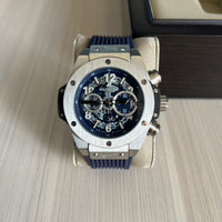 HUBLOT BIG BANG UNICO PRATA AZUL 44MM