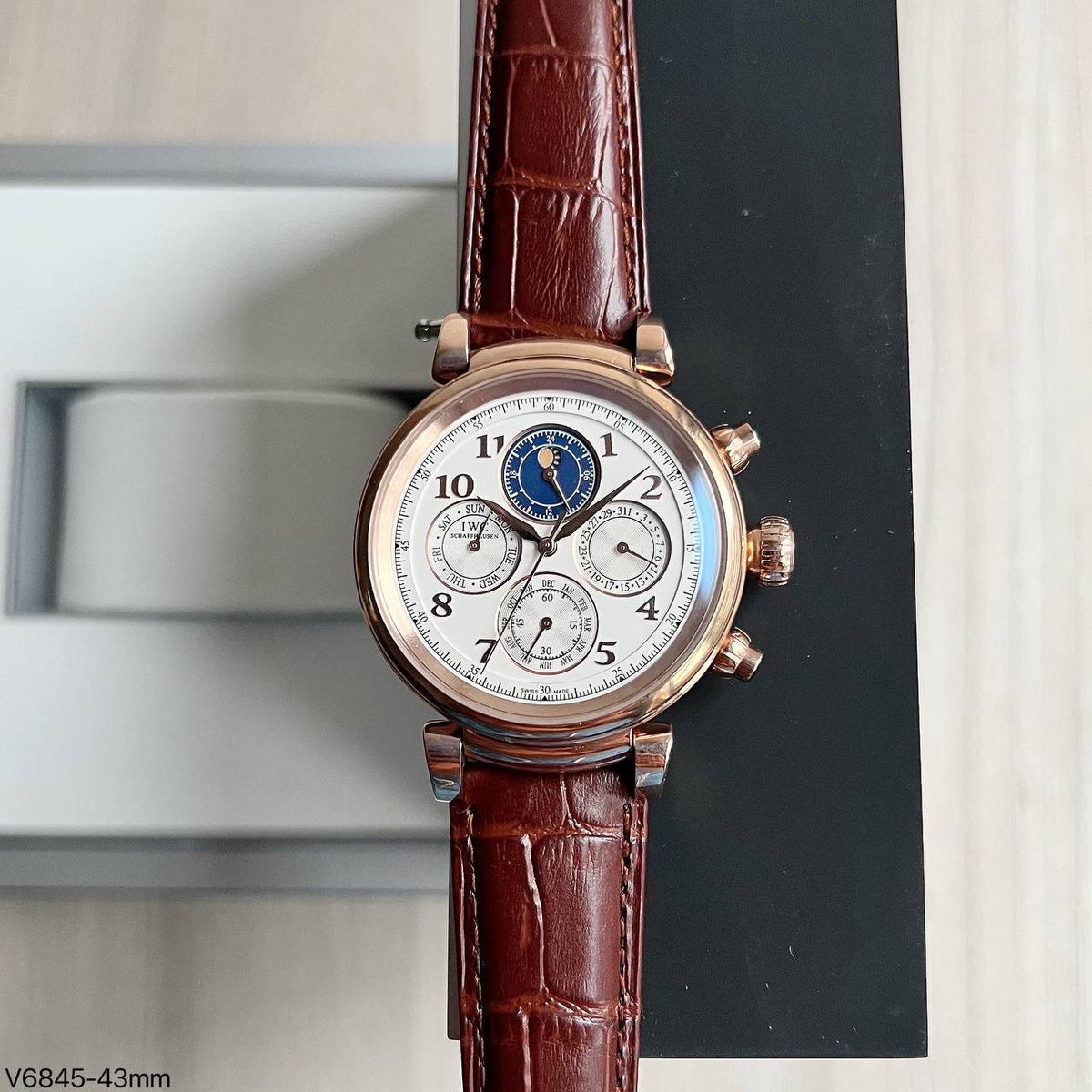 IWC DA VINCI ROSE BRANCO COURO 43MM