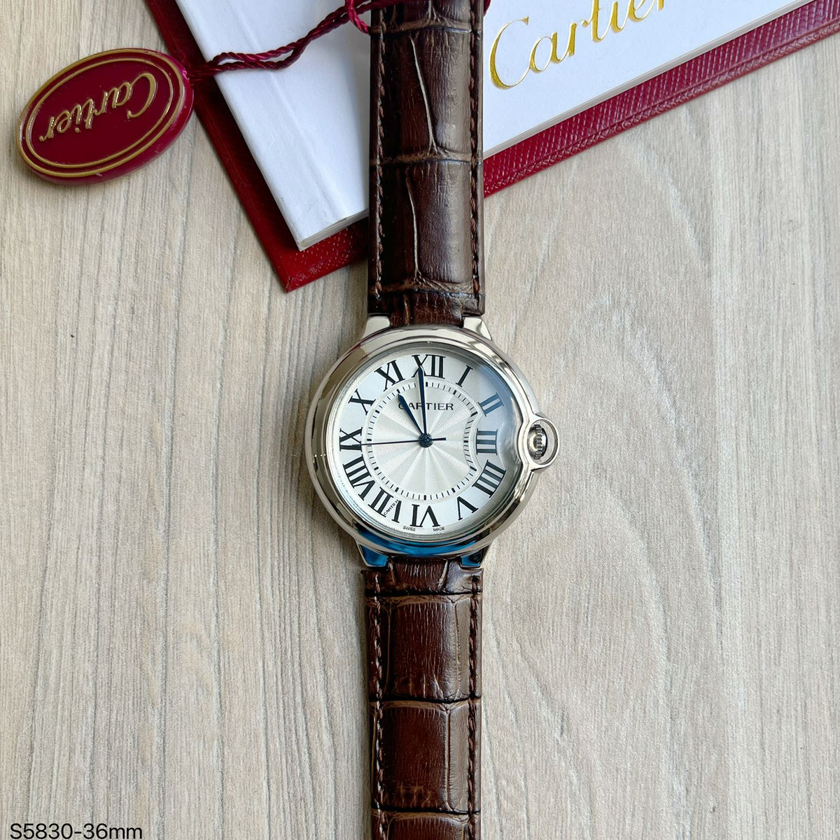 CARTIER BALLON BLEU COURO MARROM 36MM FEMININO