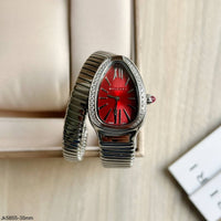 BVLGARI SERPENTE PRATA VERMELHO 1 VOLTA BRILHANTE  23MM X 35MM FEMININO
