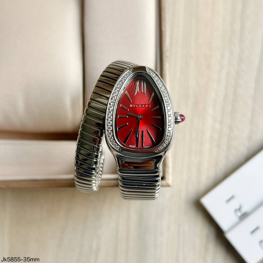 BVLGARI SERPENTE PRATA VERMELHO 1 VOLTA BRILHANTE  23MM X 35MM FEMININO
