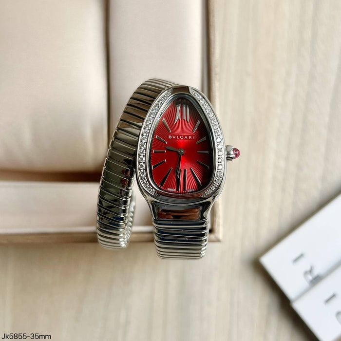 BVLGARI SERPENTE PRATA VERMELHO 1 VOLTA BRILHANTE  23MM X 35MM FEMININO