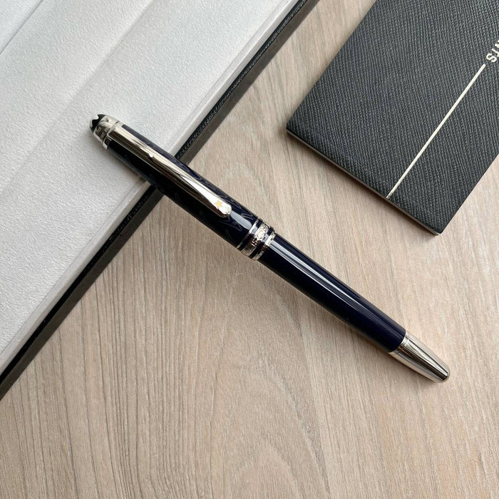 CANETA MONT BLANC PRATA AZUL