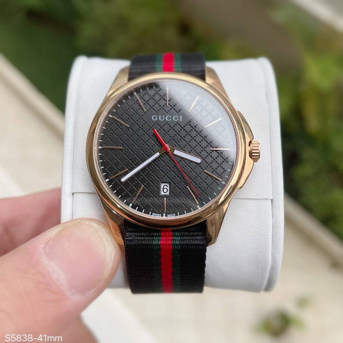 GUCCI ROSE PRETO PULSEIRA NYLON 39MM