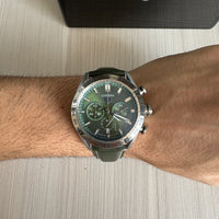 TAG HEUER CARRERA PRATA VERDE COURO 41MM