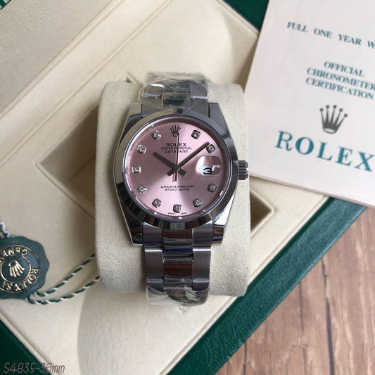 ROLEX DATEJUST PRATA ROSA FEMININO 36MM