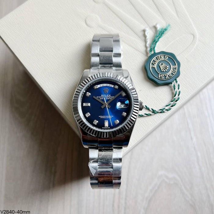 ROLEX DAY-DATE PRATA AZUL BRILHANTES 41MM