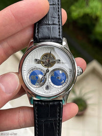 MONT BLANC VASCO DA GAMA PRATA COURO AUTOMÁTICO 47MM