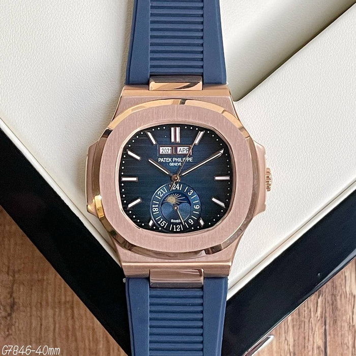 PATEK PHILIPPE NAUTILUS ROSE AZUL BORRACHA 40MM