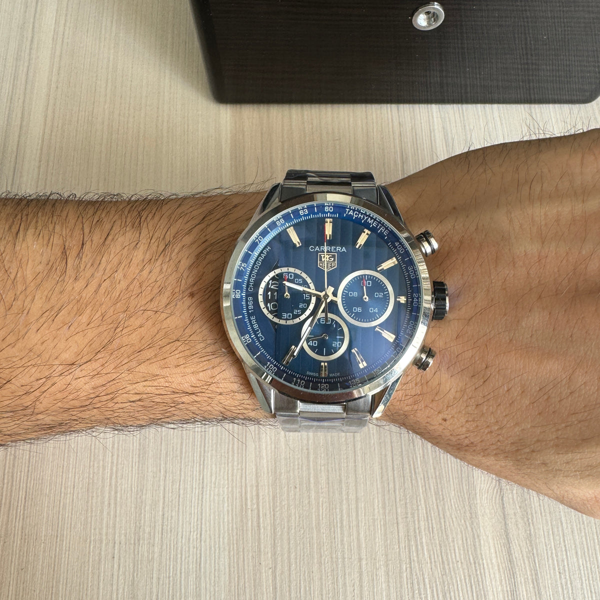 TAG HEUER CARRERA 1969 PRATA AZUL 46MM