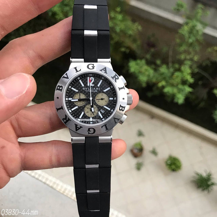 BVLGARI TITANIUM CARBONO PRATA PRETO 44MM