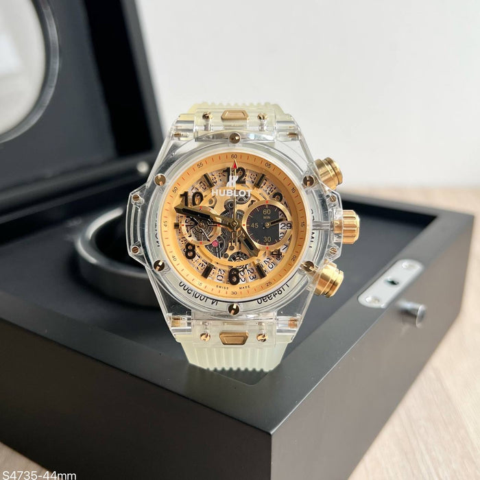 HUBLOT BIG BANG UNICO ACRILICO DOURADO 44MM