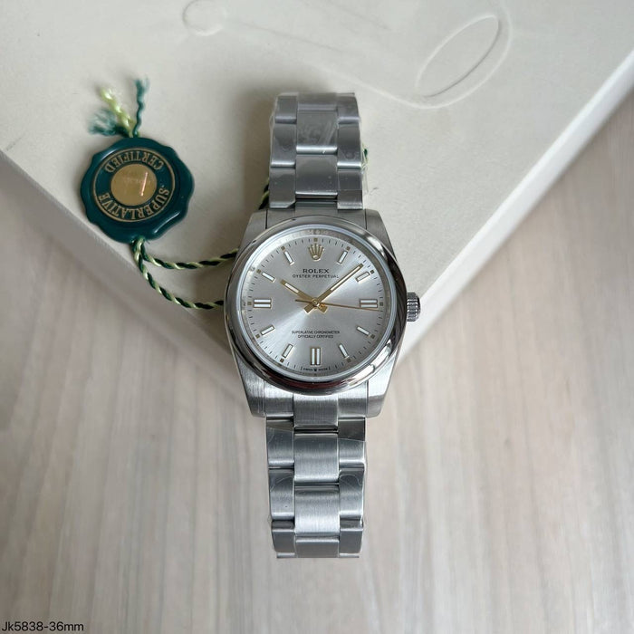 ROLEX OYSTER PERPETUAL PRATA FEMININO 36MM