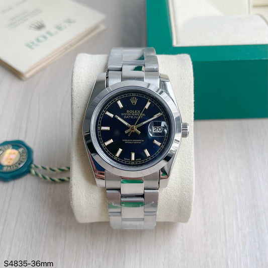 ROLEX DATEJUST PRATA AZUL FEMININO 36MM