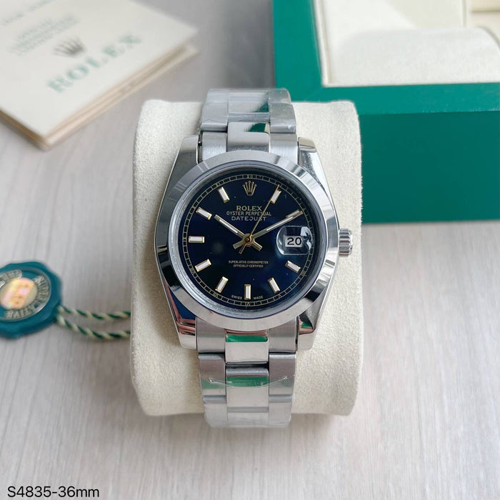 ROLEX DATEJUST PRATA AZUL FEMININO 36MM