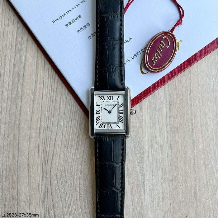 CARTIER TANK SOLO  COURO 27MM X 35MM FEMININO