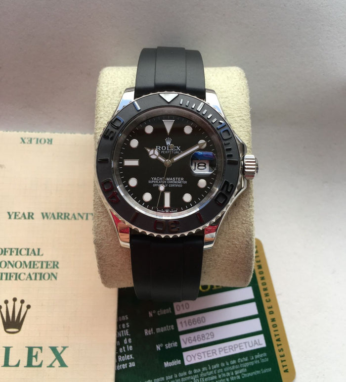 ROLEX YACHT MASTER PRATA BORRACHA 42MM