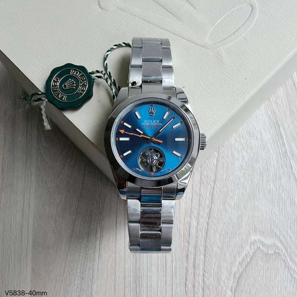ROLEX OYSTER MILGAUSS PRATA AZUL TOURBILLON 40MM