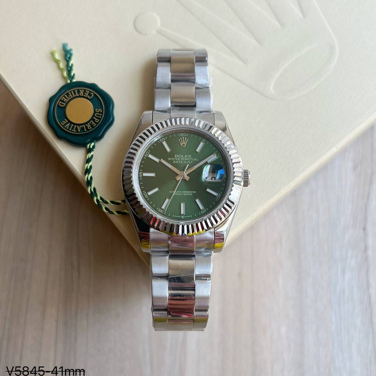 ROLEX DATEJUST PRATA VERDE FEMININO 31MM