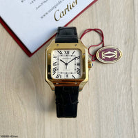 CARTIER SANTOS DOURADO COURO 40MM X 47MM