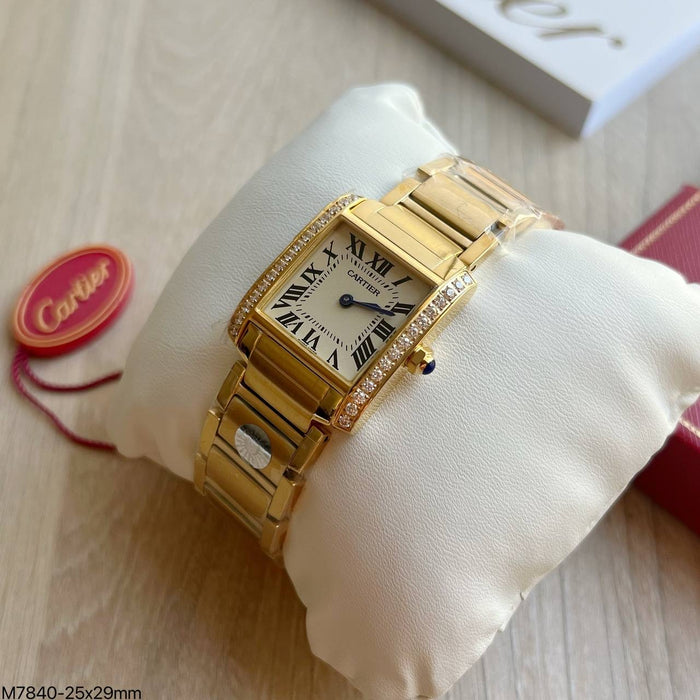 CARTIER TANK DOURADO BRILHANTE 25MM X 29MM FEMININO