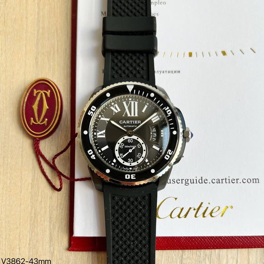 CARTIER DIVER PRETO BORRACHA 43MM