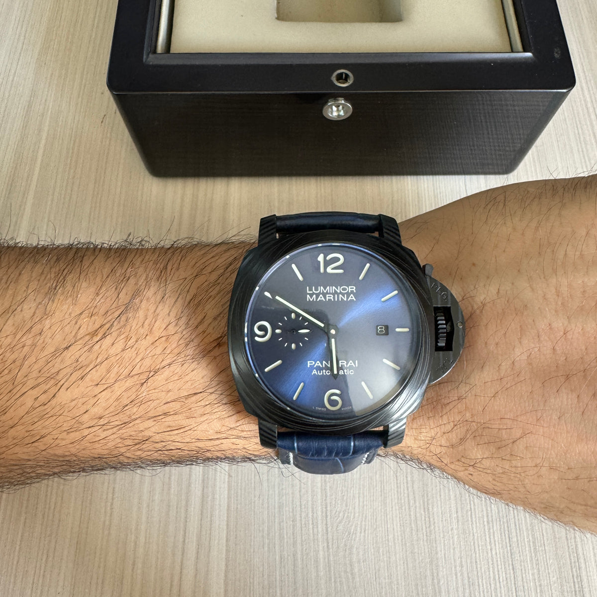PANERAI LUMINOR MARINA PRETO AZUL COURO 44MM