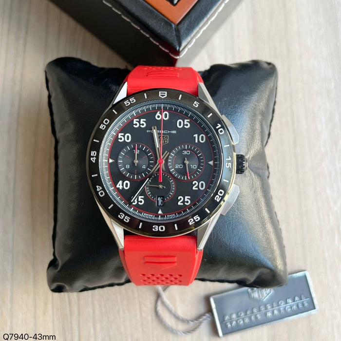 TAG HEUER PORSCHE PRATA VERMELHO 43MM