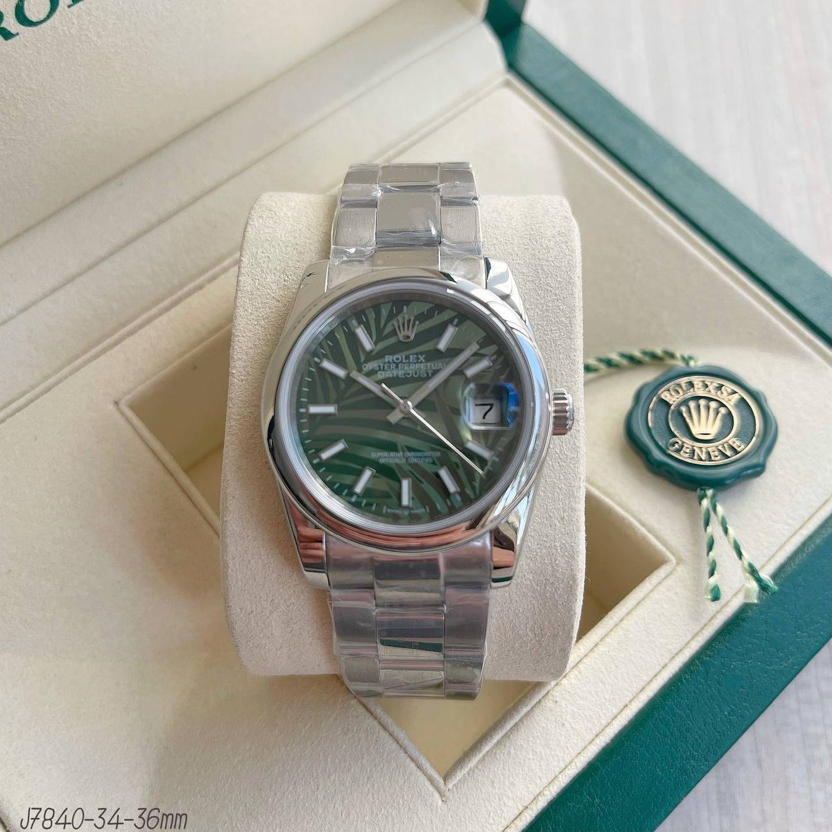 ROLEX DATEJUST PRATA VERDE FEMININO 36MM