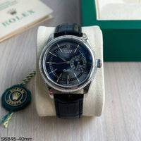 ROLEX CELLINI PRATA COURO 40MM