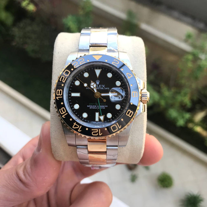 ROLEX GMT MASTER II MISTO DOURADO PRETO 40MM