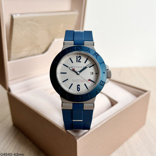 BVLGARI ALUMINIUM AZUL BORRACHA AUTOMÁTICO 43MM