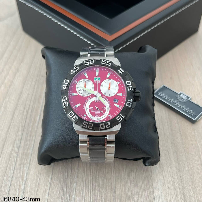 TAG HEUER F1 FORMULA 1 PRATA VERMELHO 43MM