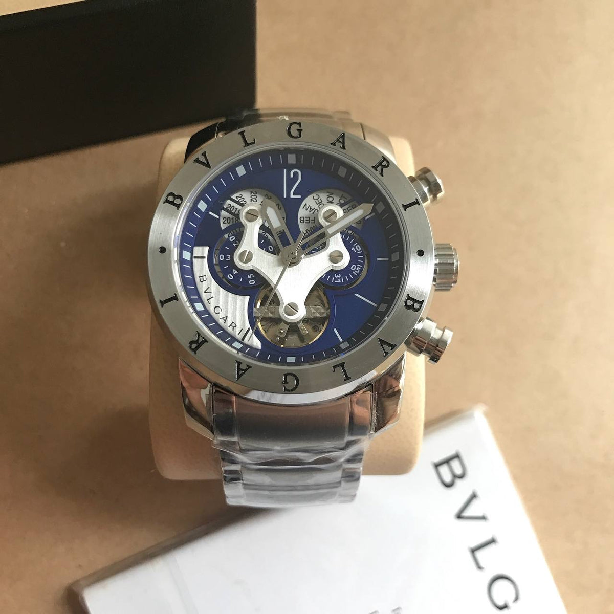 BVLGARI IRON MAN PRATA AZUL AUTOMÁTICO 44MM