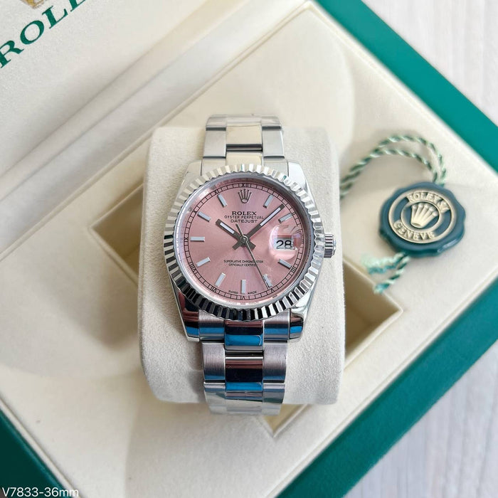 ROLEX DATEJUST PRATA ROSA FEMININO 36MM